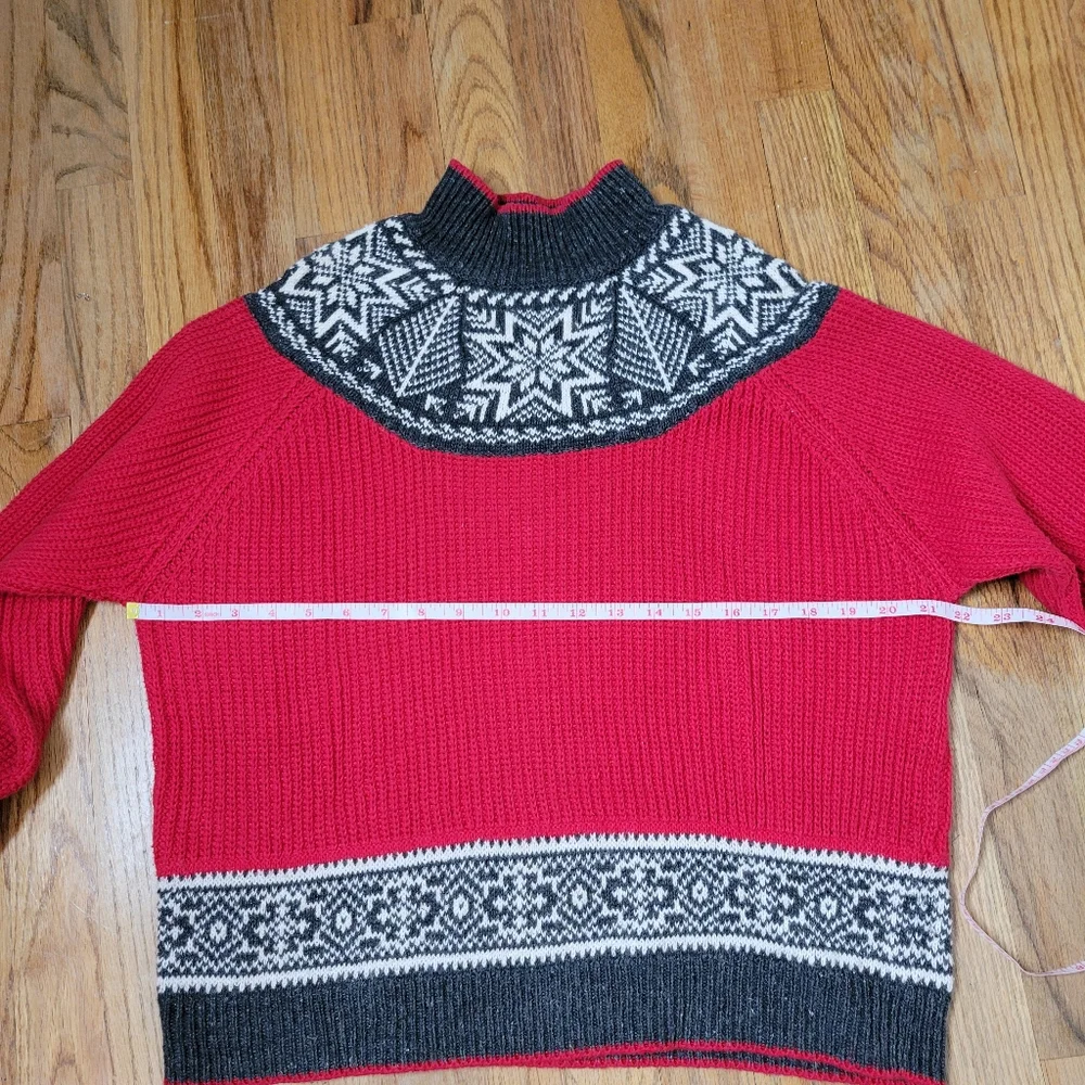 B intage Marsh Landing Red and Gray Women's Sweater Size M Nordic Swiss Campfire - Picture 11 of 12